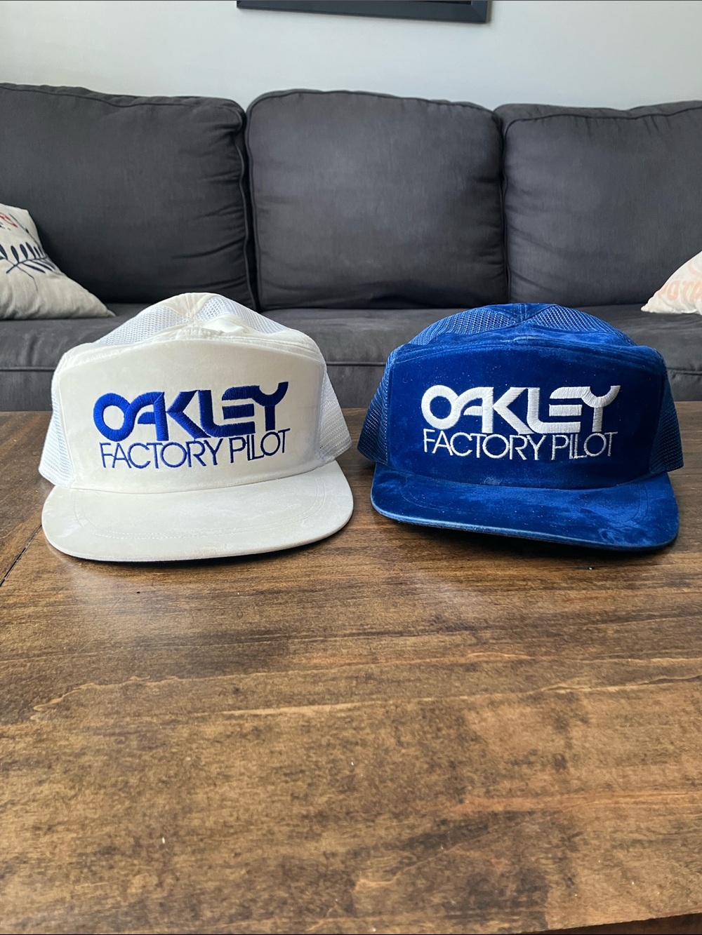 Oakley Factory Pilot White and Blue Trucker Hats (Pair)